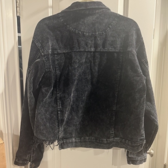 POL Black/ Gray Corduroy Jacket Cropped Frey Hem Distressed NWT - Picture 6 of 6